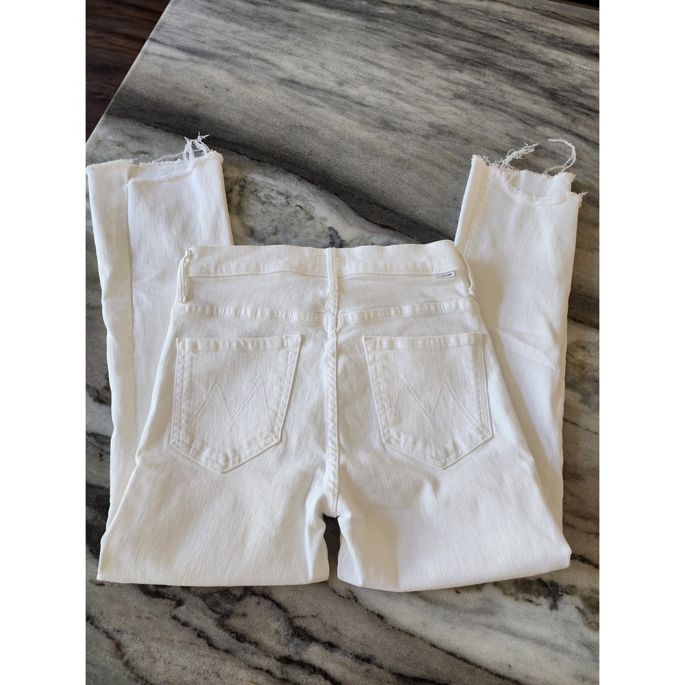 NWOT Mother The Insider Crop Step Fray Jeans Fairest Of Them All White Size 27